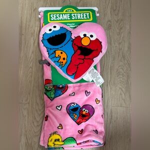 Sesame Street Elmo and Cookie Monster Pillow and Blanket Set